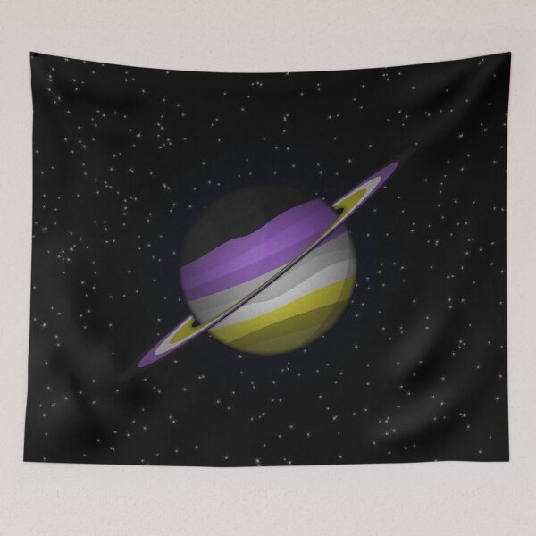 Item preview, Planet and Rings in Non-Binary Pride Flag Colors designed and sold by LiveLoudGraphic.
