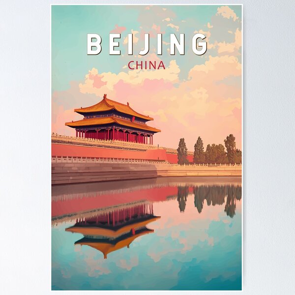 Aperçu de l'œuvre Pékin Chine Illustration Voyage Art Vintage créée et vendue par KrisSidDesigns.