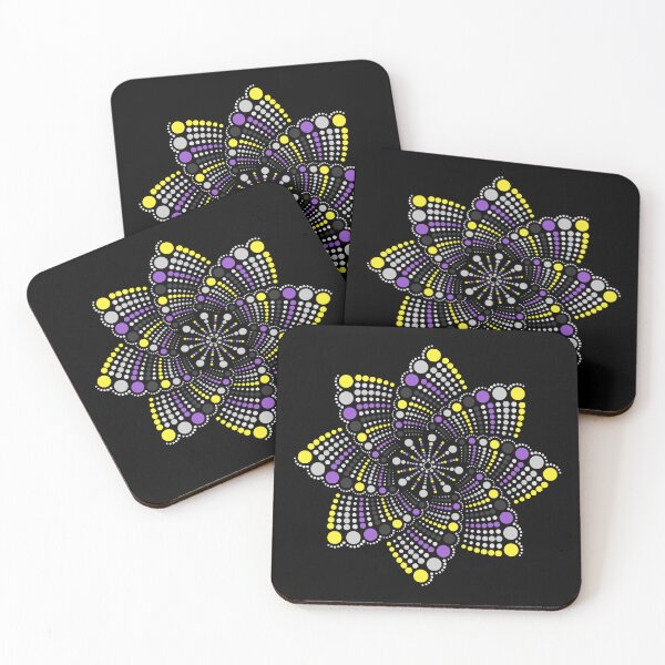 Item preview, Geometric Mandala Dot Art Non-Binary Pride Pattern designed and sold by LiveLoudGraphic.