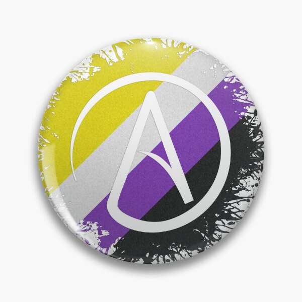 Item preview, Paint Splatter Non-Binary Pride Flag Atheist Symbol designed and sold by LiveLoudGraphic.