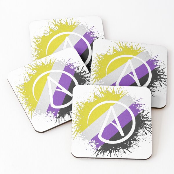 Item preview, Paint Splatter Non-Binary Pride Flag Atheist Symbol designed and sold by LiveLoudGraphic.