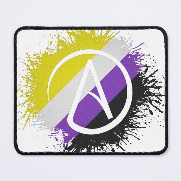 Item preview, Paint Splatter Non-Binary Pride Flag Atheist Symbol designed and sold by LiveLoudGraphic.