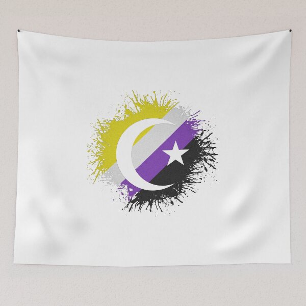 Item preview, Paint Splatter Non-Binary Pride Flag Star and Crescent Symbol designed and sold by LiveLoudGraphic.