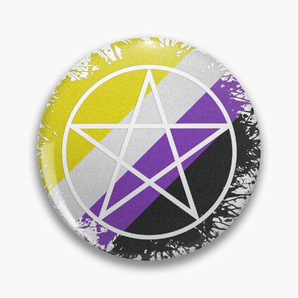 Item preview, Paint Splatter Non-Binary Pride Flag Pentacle Symbol designed and sold by LiveLoudGraphic.