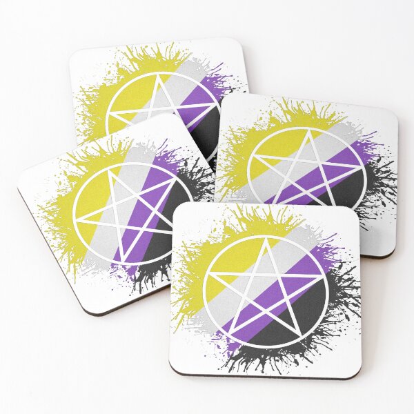 Item preview, Paint Splatter Non-Binary Pride Flag Pentacle Symbol designed and sold by LiveLoudGraphic.