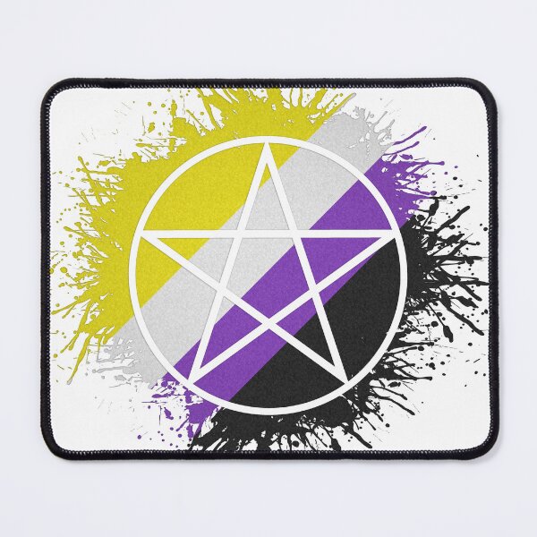 Item preview, Paint Splatter Non-Binary Pride Flag Pentacle Symbol designed and sold by LiveLoudGraphic.