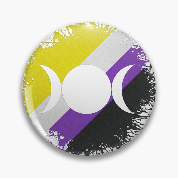 Item preview, Paint Splatter Non-Binary Pride Flag Triple Goddess Moon Symbol designed and sold by LiveLoudGraphic.