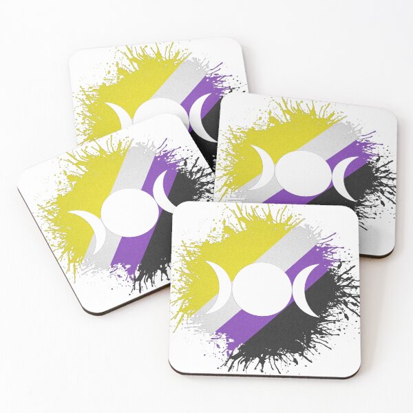 Item preview, Paint Splatter Non-Binary Pride Flag Triple Goddess Moon Symbol designed and sold by LiveLoudGraphic.