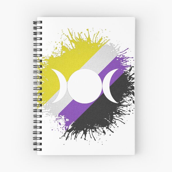 Item preview, Paint Splatter Non-Binary Pride Flag Triple Goddess Moon Symbol designed and sold by LiveLoudGraphic.