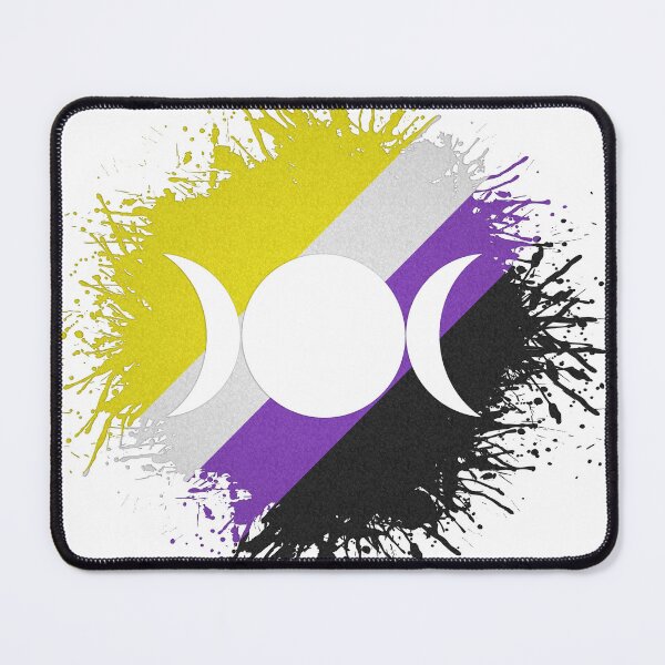 Item preview, Paint Splatter Non-Binary Pride Flag Triple Goddess Moon Symbol designed and sold by LiveLoudGraphic.