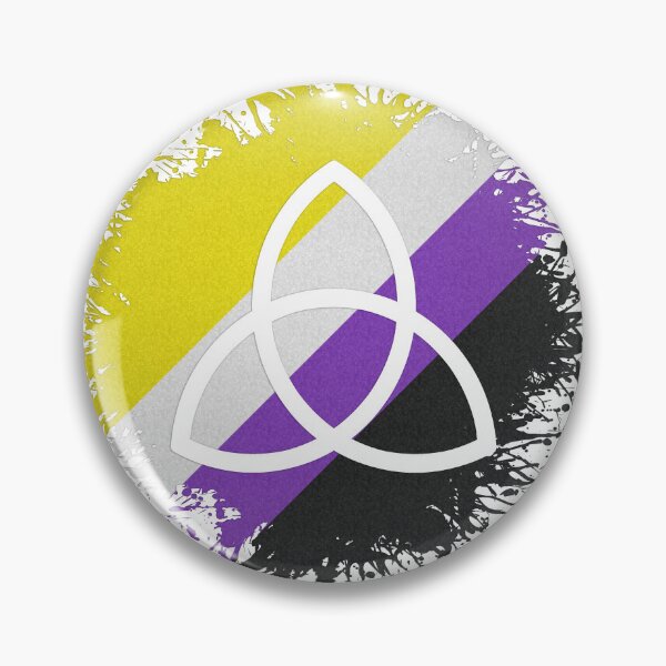 Item preview, Paint Splatter Non-Binary Pride Flag Triquetra Symbol designed and sold by LiveLoudGraphic.