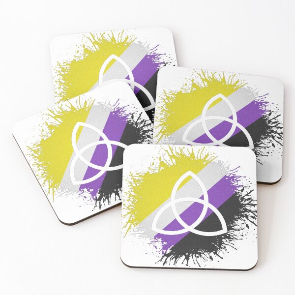 Item preview, Paint Splatter Non-Binary Pride Flag Triquetra Symbol designed and sold by LiveLoudGraphic.