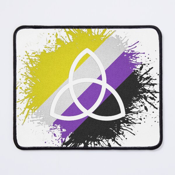 Item preview, Paint Splatter Non-Binary Pride Flag Triquetra Symbol designed and sold by LiveLoudGraphic.