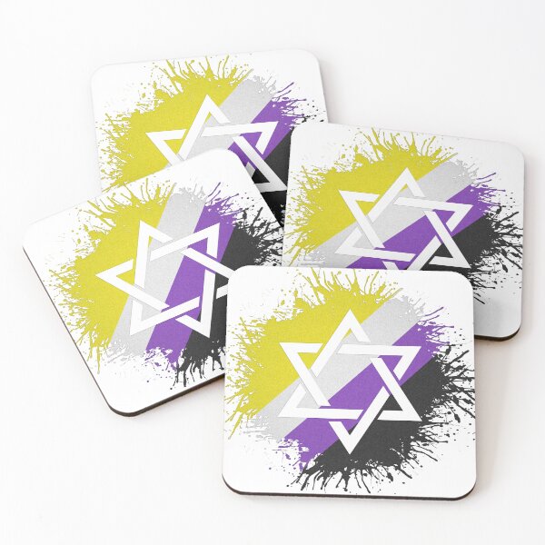 Item preview, Paint Splatter Non-Binary Pride Flag Star of David Symbol designed and sold by LiveLoudGraphic.
