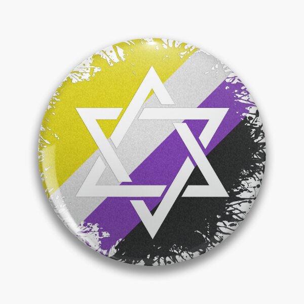 Item preview, Paint Splatter Non-Binary Pride Flag Star of David Symbol designed and sold by LiveLoudGraphic.
