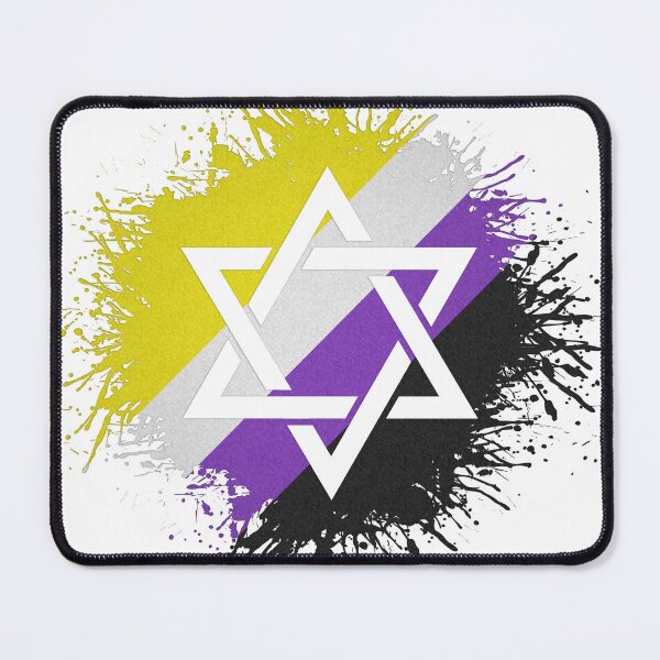 Item preview, Paint Splatter Non-Binary Pride Flag Star of David Symbol designed and sold by LiveLoudGraphic.