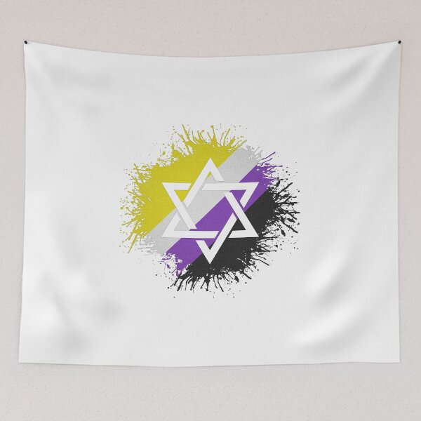 Item preview, Paint Splatter Non-Binary Pride Flag Star of David Symbol designed and sold by LiveLoudGraphic.