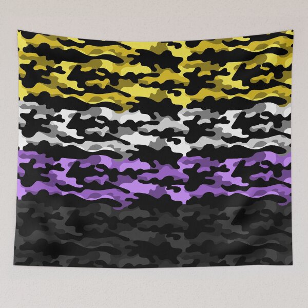 Item preview, Seamless Repeating Camouflage Textured Non-Binary Pride Flag Pattern designed and sold by LiveLoudGraphic.