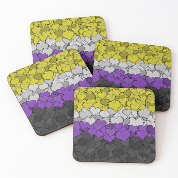 Item preview, Overlapping Hearts in Non-Binary Pride Flag Colors designed and sold by LiveLoudGraphic.