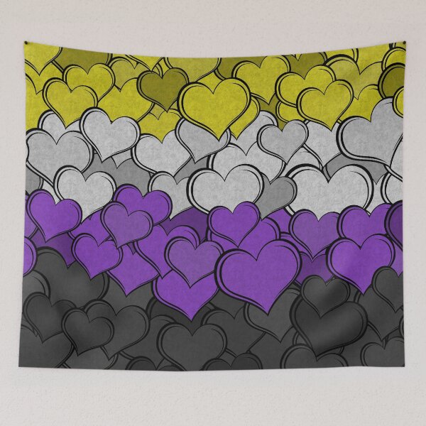 Item preview, Overlapping Hearts in Non-Binary Pride Flag Colors designed and sold by LiveLoudGraphic.