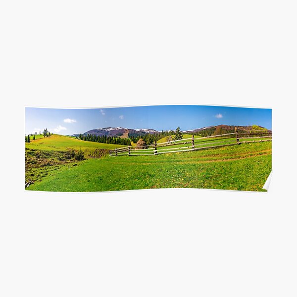 panorama of mountainous rural area Poster
