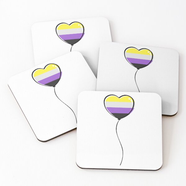 Item preview, Non Binary Pride Minimalist Heart Balloon designed and sold by LiveLoudGraphic.
