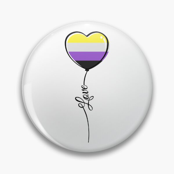Item preview, Non Binary Pride Minimalist Heart Balloon with Love designed and sold by LiveLoudGraphic.
