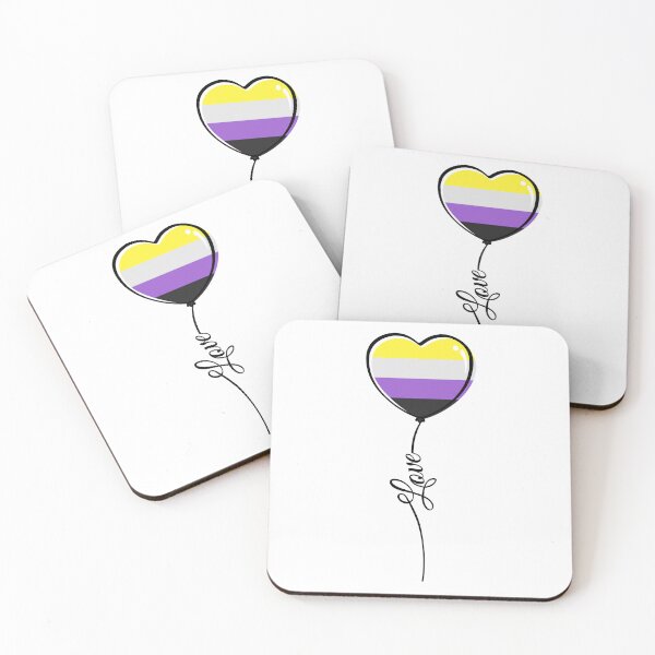 Item preview, Non Binary Pride Minimalist Heart Balloon with Love designed and sold by LiveLoudGraphic.