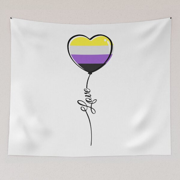 Item preview, Non Binary Pride Minimalist Heart Balloon with Love designed and sold by LiveLoudGraphic.