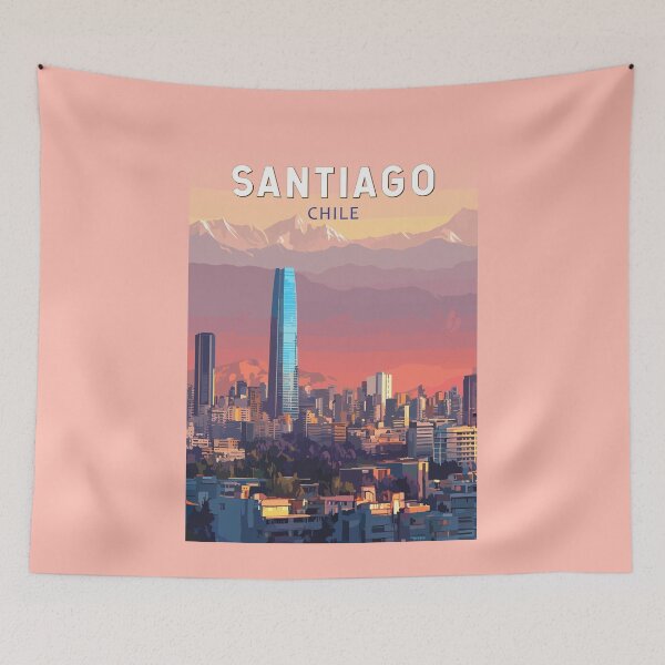 Item preview, Santiago Chile Illustration Travel Art Vintage designed and sold by KrisSidDesigns.