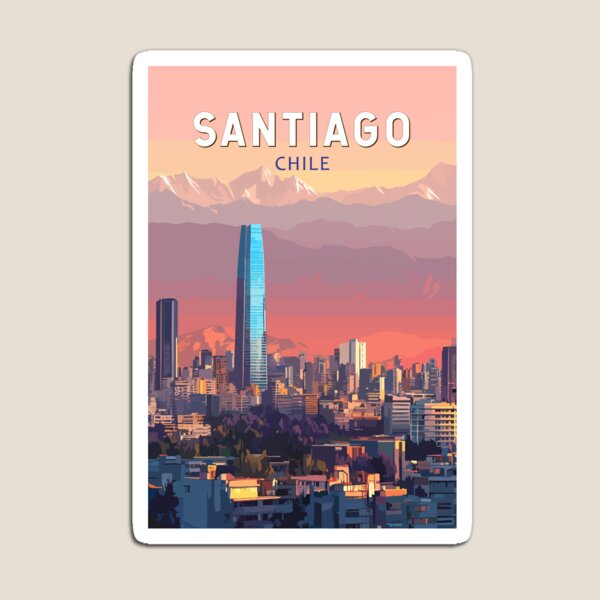 Artikel-Vorschau von Santiago Chile Illustration Reisekunst Vintage, designt und verkauft von KrisSidDesigns.