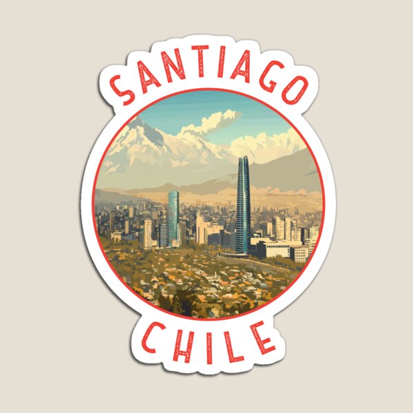 Artikel-Vorschau von Santiago Chile Retro Distressed Kreis, designt und verkauft von KrisSidDesigns.
