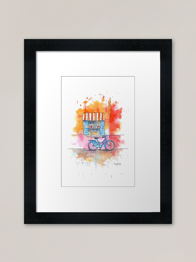 Thumbnail 2 of 7, Framed Art Print, Blue Bicycle Watercolor designed and sold by staceycreek.