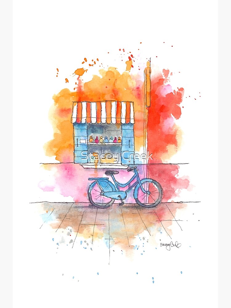 Thumbnail 7 of 7, Framed Art Print, Blue Bicycle Watercolor designed and sold by staceycreek.