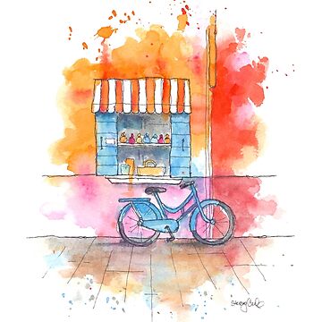 Artwork thumbnail, Blue Bicycle Watercolor by Stacey Creek