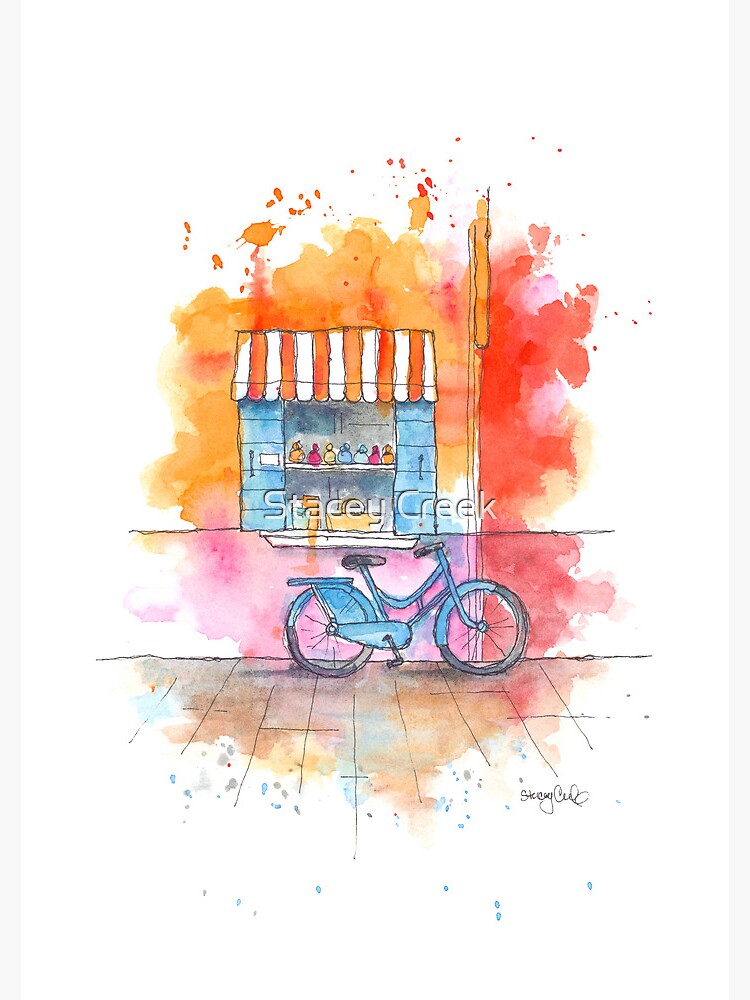 Thumbnail 3 of 3, Journal, Blue Bicycle Watercolor designed and sold by staceycreek.