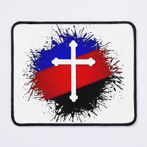 Item preview, Paint Splatter Polyamory Pride Flag Cross Symbol designed and sold by LiveLoudGraphic.