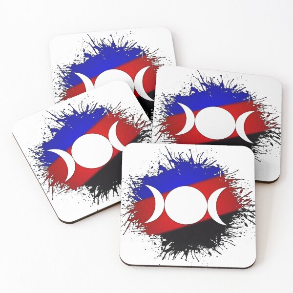 Item preview, Paint Splatter Polyamory Pride Flag Triple Goddess Moon Symbol designed and sold by LiveLoudGraphic.