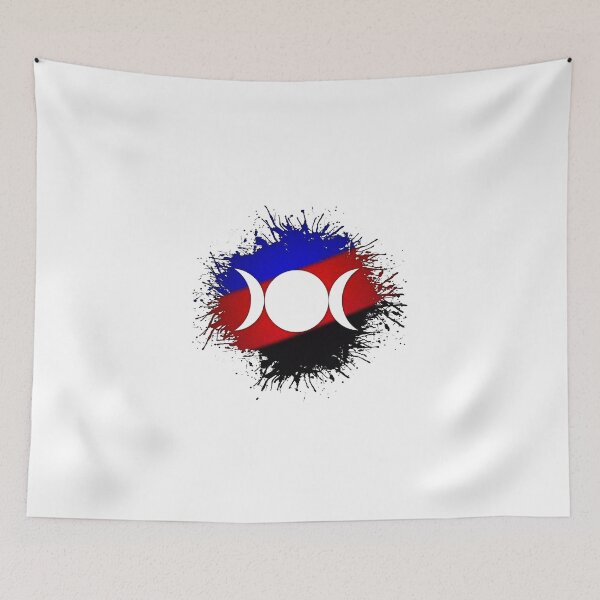 Item preview, Paint Splatter Polyamory Pride Flag Triple Goddess Moon Symbol designed and sold by LiveLoudGraphic.