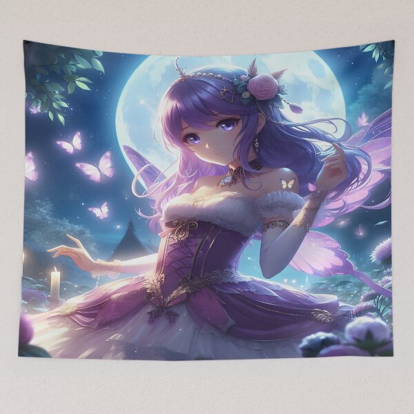 Item preview, Anime Girl Violet Moon Fairy Princess designed and sold by Lee Hiller Designs.