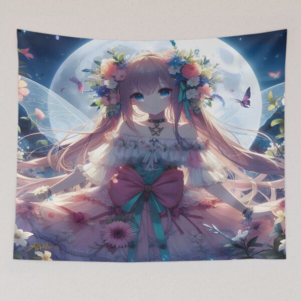 Item preview, Anime Girl Flower Moon Fairy designed and sold by Lee Hiller Designs.