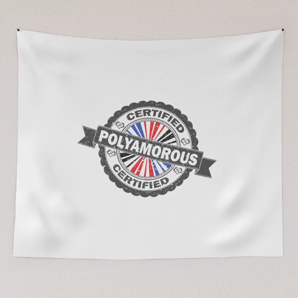 Item preview, Certified Polyamory Pride Seal of Approval with Pride Flag Background designed and sold by LiveLoudGraphic.