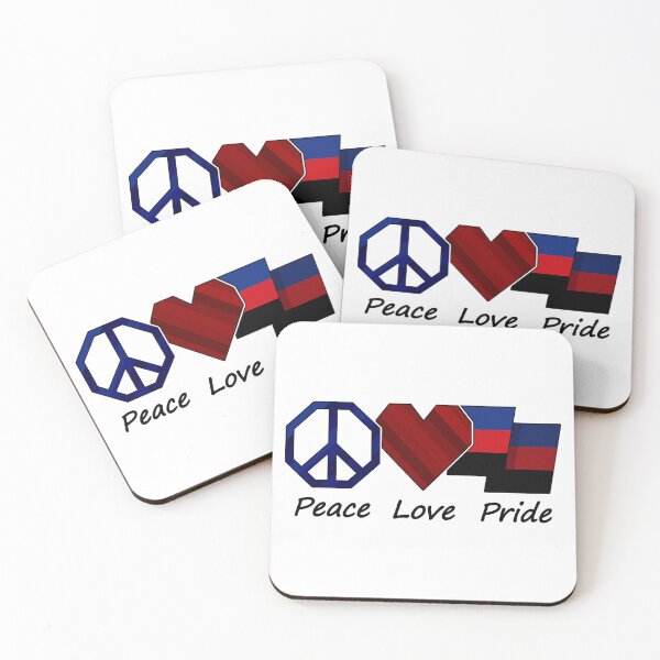 Item preview, Peace, Love, and Pride design in Polyamory pride flag colors designed and sold by LiveLoudGraphic.