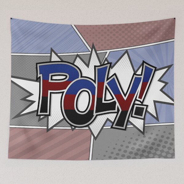 Item preview, Halftone Poly Pride Typography with Flag Background designed and sold by LiveLoudGraphic.