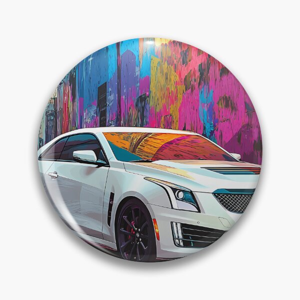 Artikelvorschau, Pop-Art-weißes Cadillac ATS-V Coupé – Elegante und mutige Automobilkunst IV entworfen und verkauft von AutoPopStudio.