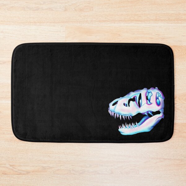 Item preview, T-Rex dinosaur skull in blue, pink, magenta and turquoise with black border designed and sold by katecheerycake.