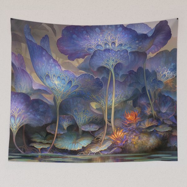 Item preview, Sapphire Lumina: The Whispering Bloom on Reflecting Waters designed and sold by bloorose.