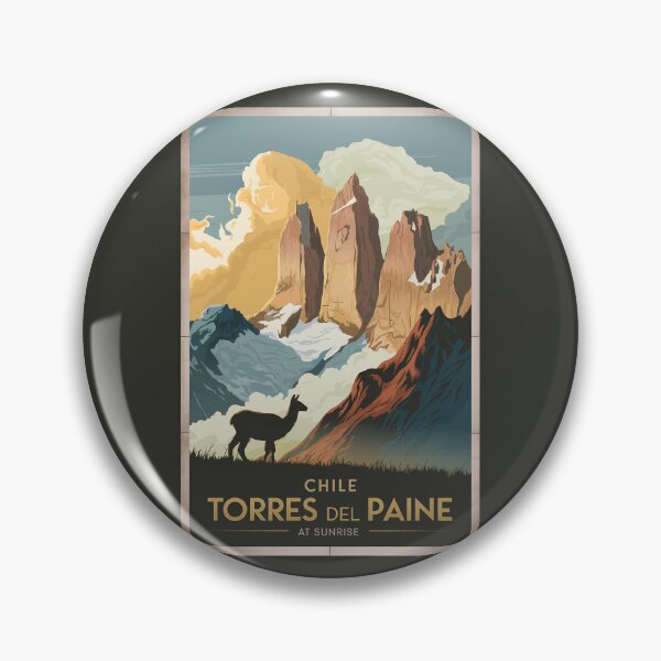 Item preview, Torres del Paine Chile Illustration Travel Art Vintage designed and sold by KrisSidDesigns.