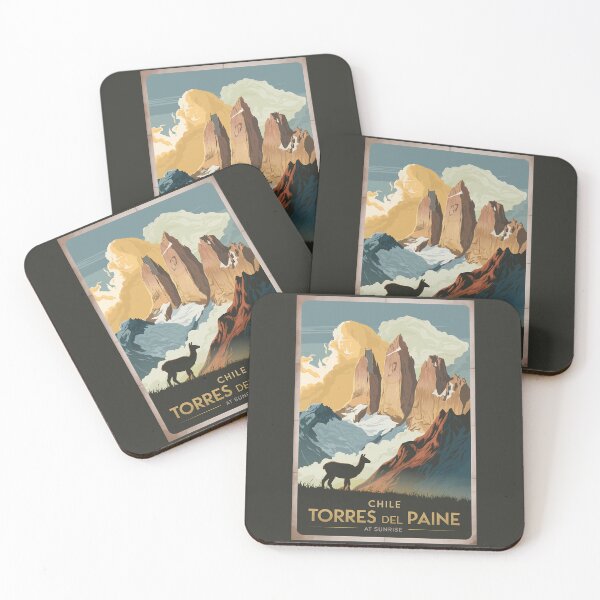 Item preview, Torres del Paine Chile Illustration Travel Art Vintage designed and sold by KrisSidDesigns.