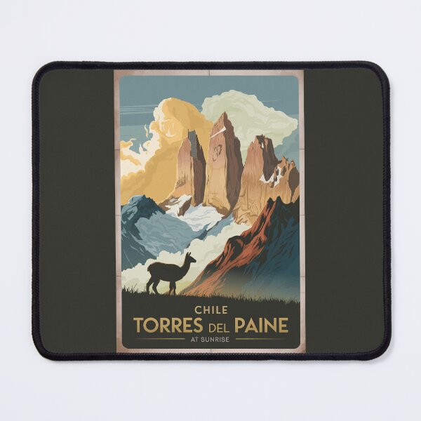 Item preview, Torres del Paine Chile Illustration Travel Art Vintage designed and sold by KrisSidDesigns.